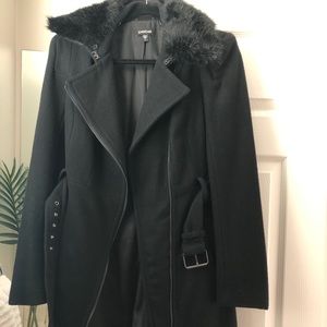 Black wool trench coat